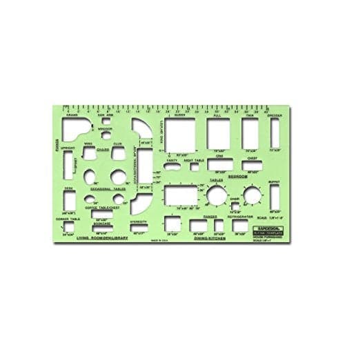 Rapidesign House Furnishings Template, 1/8 Inch = 1 Foot Scale, 1 Each (R714A)