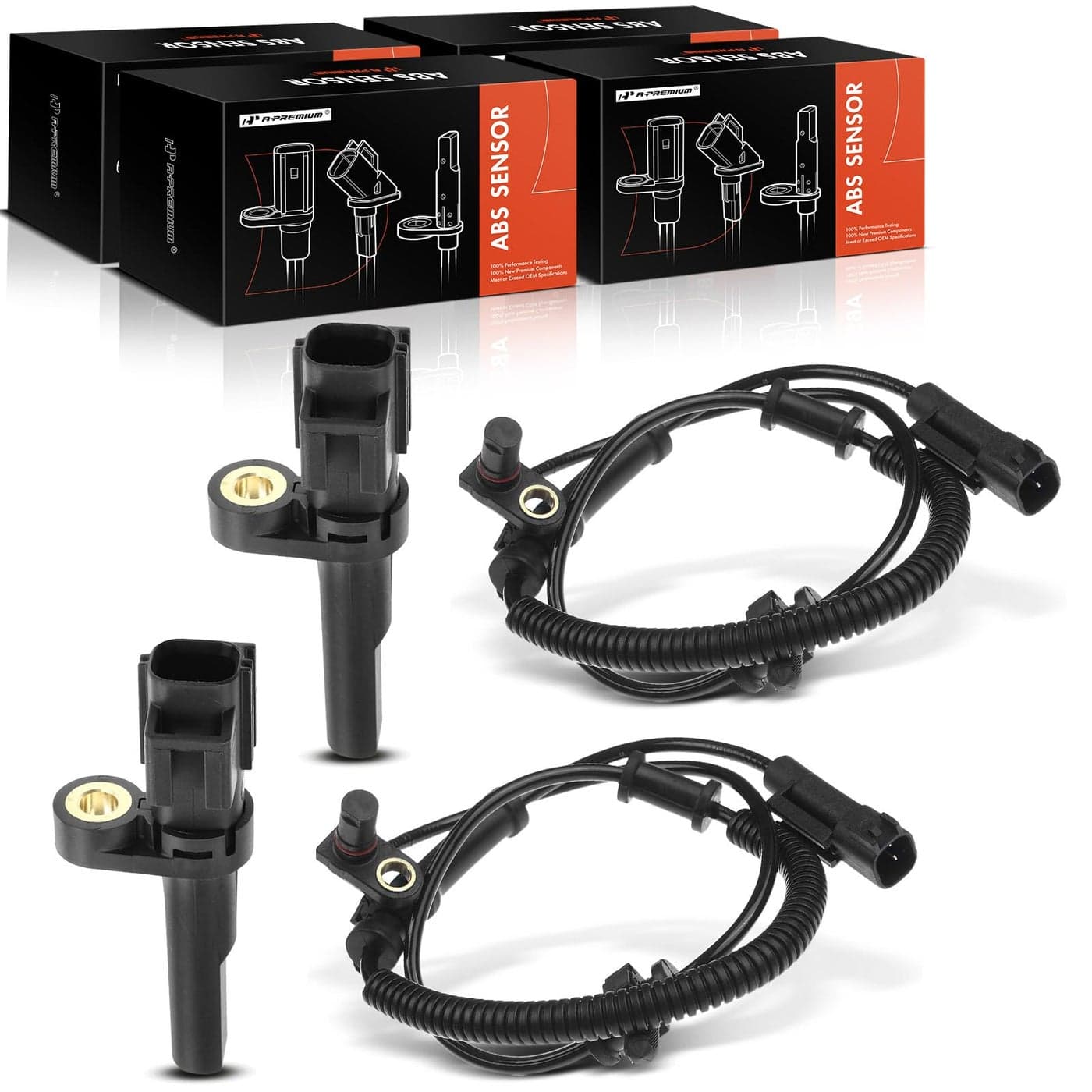 APremium Set of 4 Front Rear ABS Wheel Speed Sensors For Dodge Ram 1500 2010 Ram 1500 20112012 Front Rear Driver and Passenger Side Replace 68060333AB 56028668AA