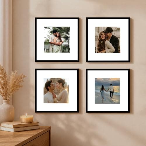 Art Street Wall Photo Frame Collage for Living Room, Wall Hanging Picture Photo Frames Home & Wall Decoration (8x8 inch Set of 4, with matt 5x5 Inch) (Black)