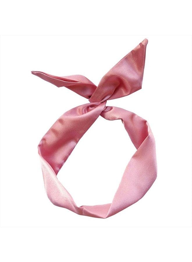 Wire Headbands for Women Bow Hair Scarf Cute Twist Hairbands Adjustable Head Wraps Fashion Beach Hair Accessories for Girls Lady Multi-use Turban (Pink)