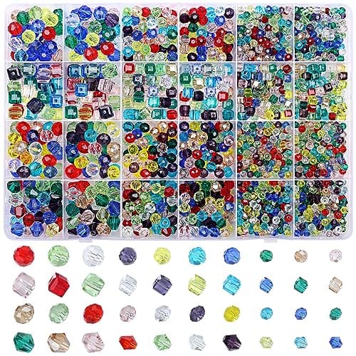 cridoz 1710 Pieces Crystal Glass Beads for Jewelry Making and Crafts Colorful Beads for Bracelets DIY Crafts and Home Ornaments