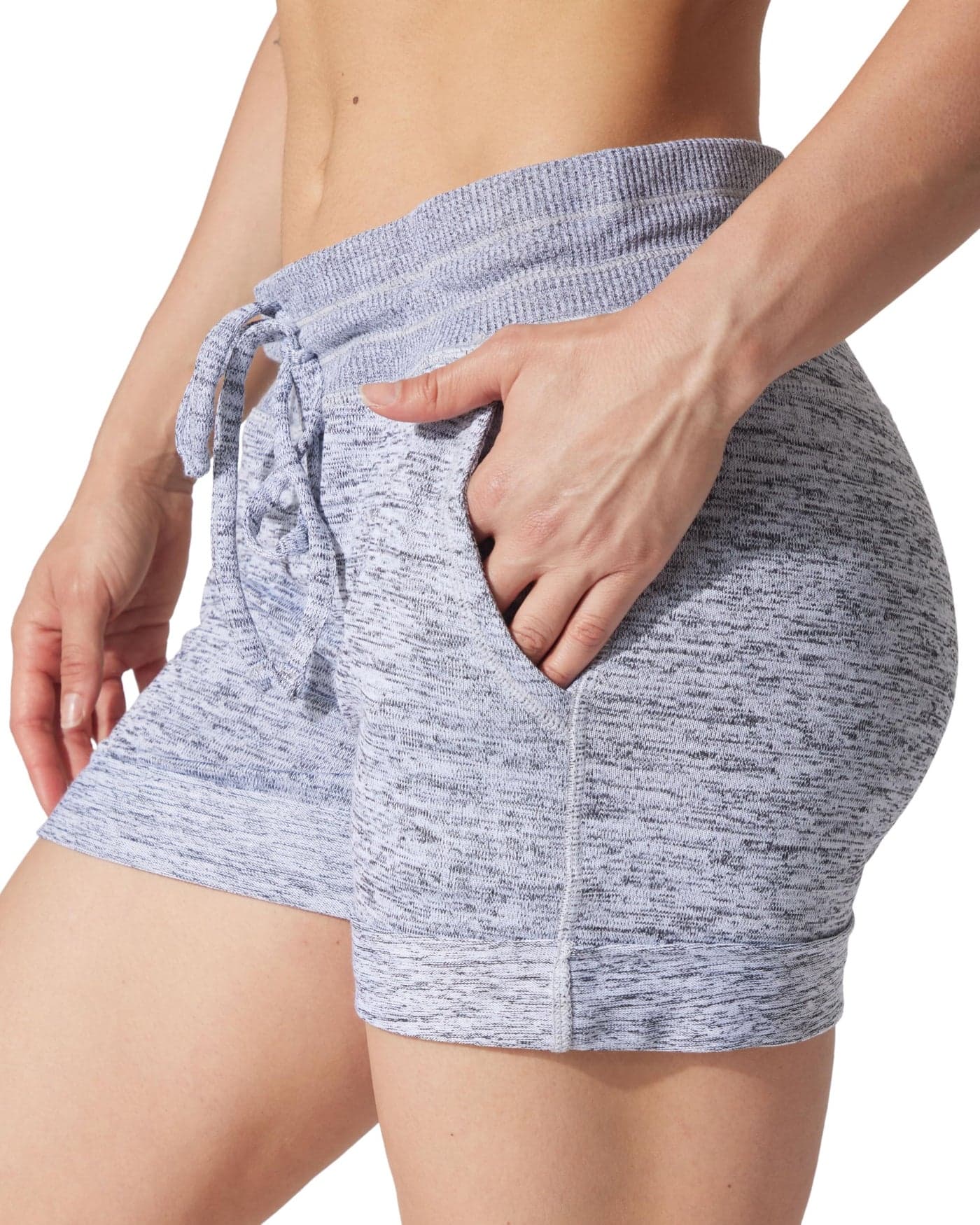 90 Degree By Reflex Womens Soft Sweat Shorts High Waisted Drawstring Lounge Shorts with Pockets - Heather Grey - XL