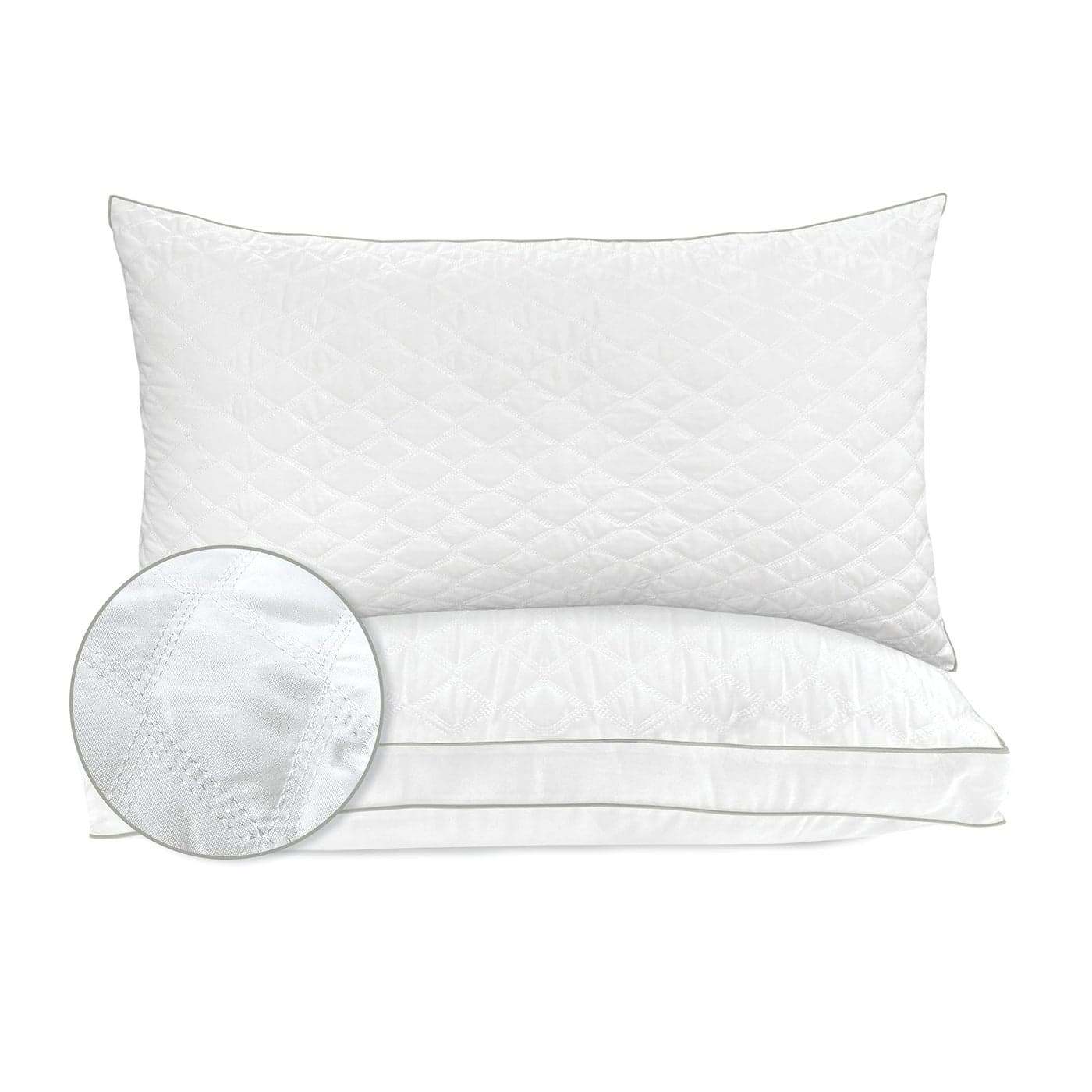 Elegant Comfort Diamond Stiched Premium Hotel Quality Quilted GooseDown Alternative Plush Bed Pillows for Side Back Stomach Sleepers 2Pack StandardQueen White 2 Count