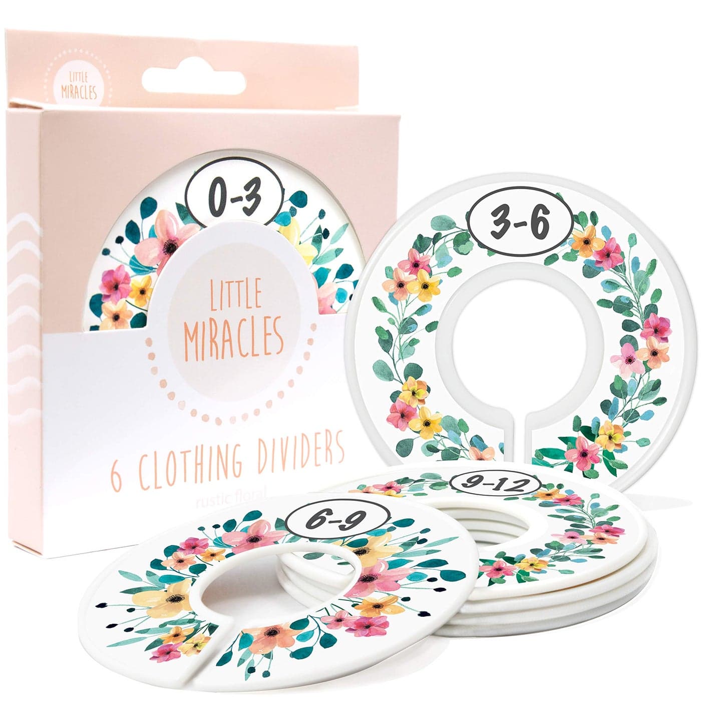 Baby Closet Size Dividers Rustic Floral Nursery Closet Dividers for Baby Clothes Dividers by Month for Baby Girl Nursery Decor Flower Baby Closet Dividers for Clothing Racks Rustic Floral