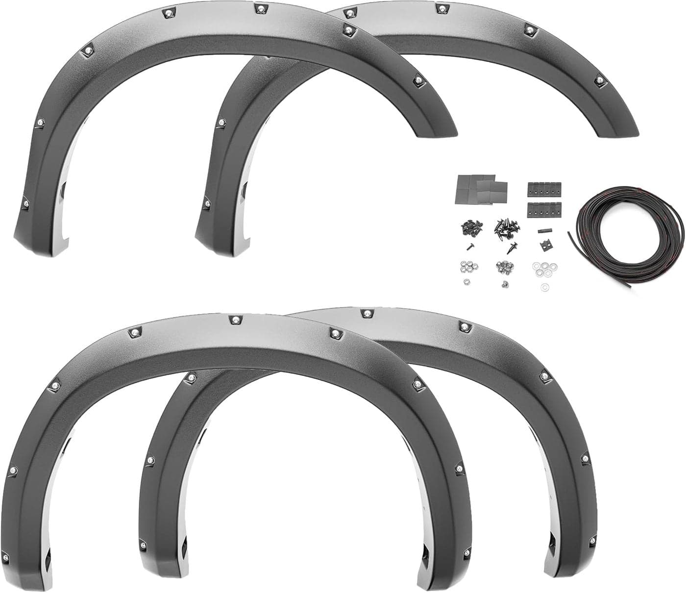 Bushwacker 50930-02 Black Pocket/Rivet Style Smooth Finish 4-Piece Fender Flare Set for 2019-2021 Ram 2500/3500