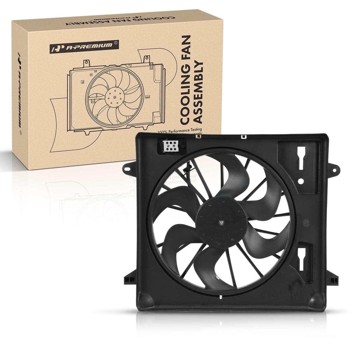 APremium Engine Radiator Cooling Fan Assembly Compatible with Select Jeep Models JK Series Wrangler 2007 2008 2009 2010 2011 Replace 55056642AB 55056642AC