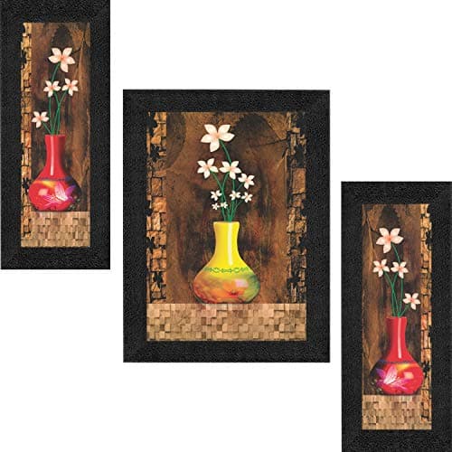 SAF paintings UV Textured Flower Floral Pot Multi-Effect Framed Painting 22.5 inch X 13.5 inch AANFSA4951
