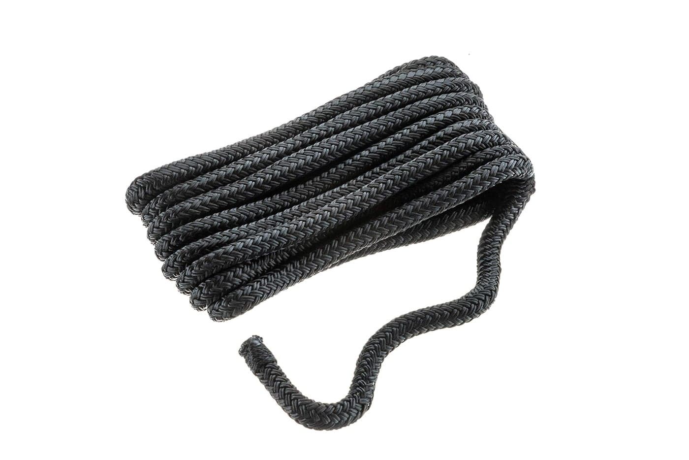 Seachoice Double-Braid Nylon Dock Line w/Eye Splice, Pre-Shrunk, Heat Stabilized, 3/8 in. X 10 Ft., Black