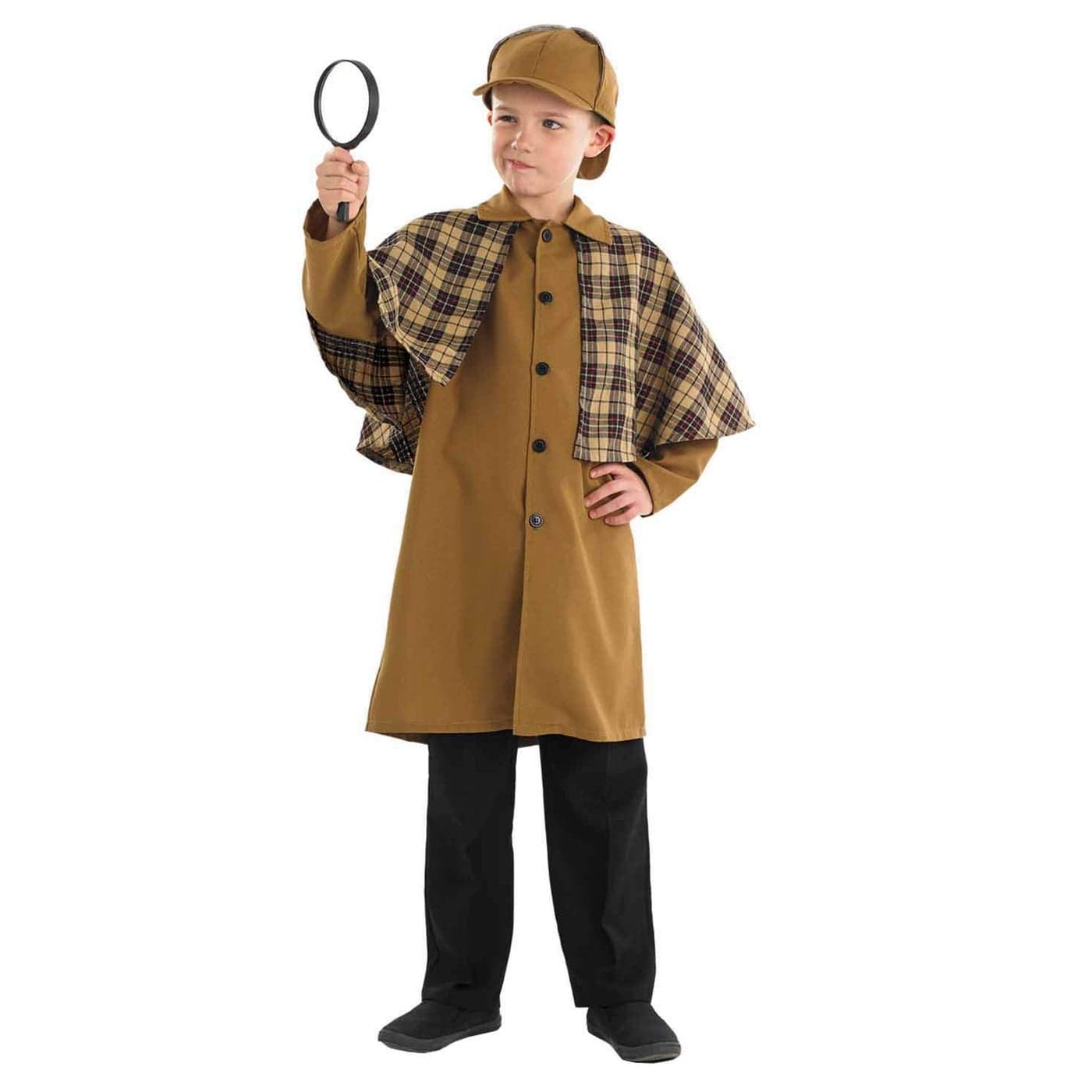 fun shack Kids Detective Costume Brown Victorian Historic Kids Halloween Costumes Medium