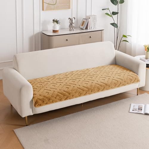 HOKIPO 'Velvet Maze' Premium Anti-Slip Sofa Cover Mat for 3 Seater Sofa, Light Brown (AR-5907-LBR*1)