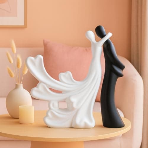 LADROX® Passionate Lover Hugging Couple Figure | Beautiful Home Decor - (Set of 2, White Black),Brass, Love