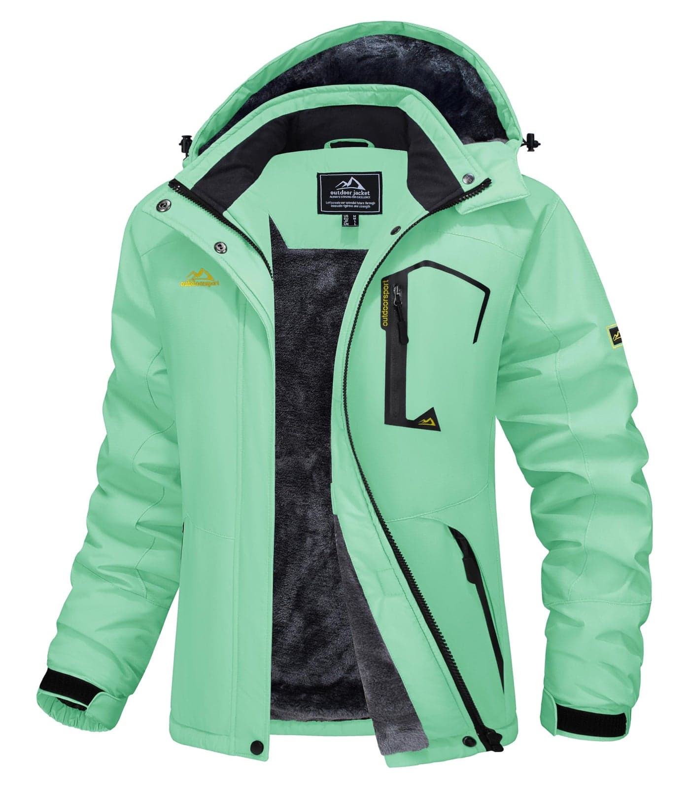 MAGCOMSEN Ski Jackets for Women Waterproof Insulated Snow Jacket Warm Fleece Lined Winter Coats Windproof Outdoor Jackets Green 2XL