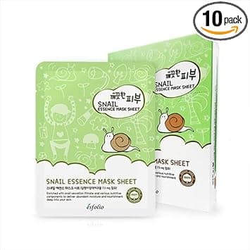 Esfolio Pure Skin Essence Mask Sheet AntiAging Rejuvenation Hydration Snail Pack of 10