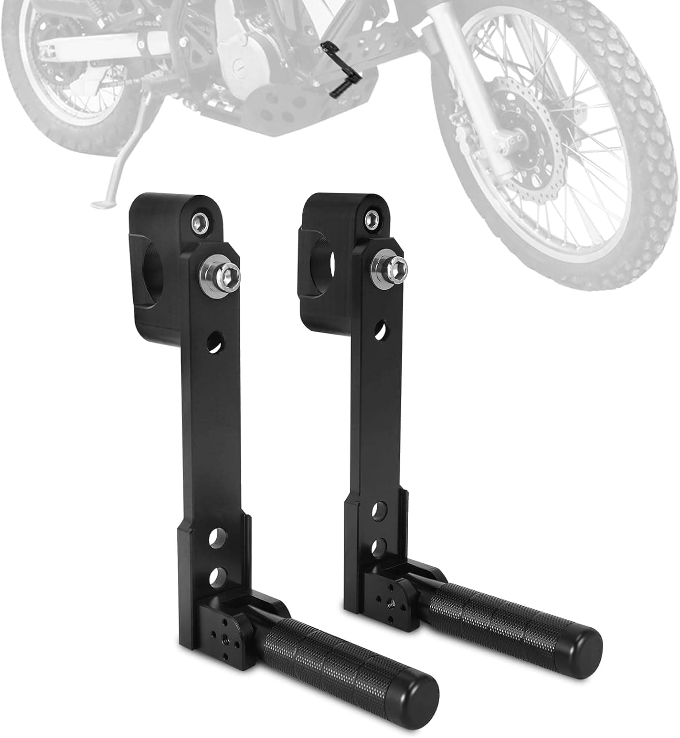 Motorcycle Highway Foot Pegs, Adjustable Adventure Crash Bar Footpegs 7/8"-1.25" Folding Mount CNC Universal