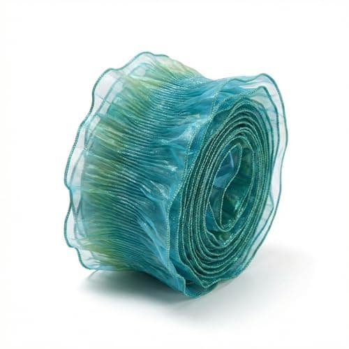YAFIYGI 3 Yards Iridescent Ruffle Ribbon Trim for Sewing and DIY Costume Fabric Pleated Chiffon Jellyfish Tentacles Style Decorative Ribbon for Dress Wedding and Craft Projects