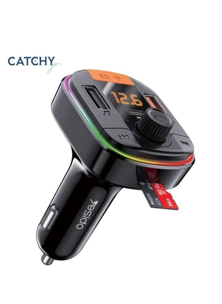 YESIDO Y45 Car Charger With Bluetooth Digital Display FM
