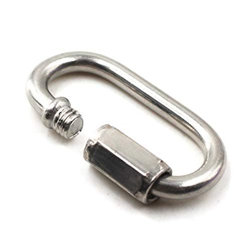 Flomore M12 Lock Quick Link Chain Connector 304 Stainless Steel Screw Lock Carabiner Pack of 1