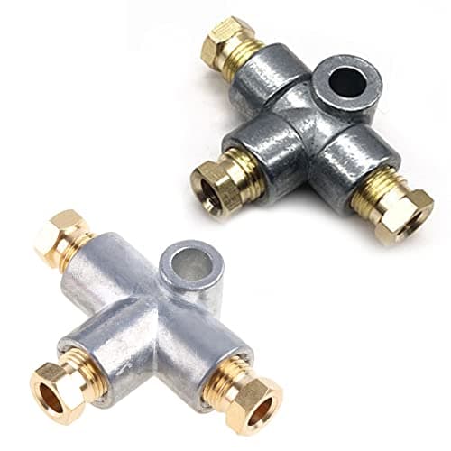 QIXIAMO Zinc Alloy Brake Line Tee 3 Way T-Shape Brake Tee with 3 Male Nuts Short Union 3/16in Pipe 10mm