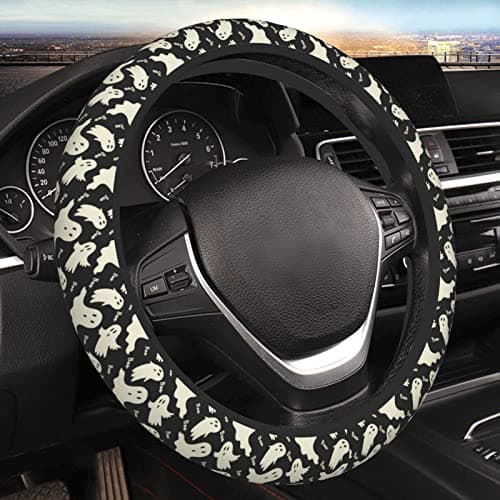 Ghost Pattern Steering Wheel Cover Universal 15 Inch Cute Car Accessories Protector for Women Men