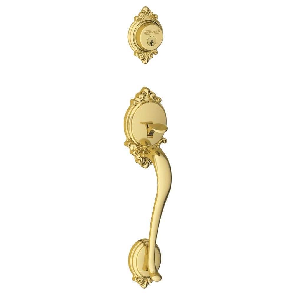 SCHLAGE F58 BRK 505Schlage F58BRK505 Brookshire Exterior Handleset with Deadbolt PVD Bright Brass Exterior Half Only
