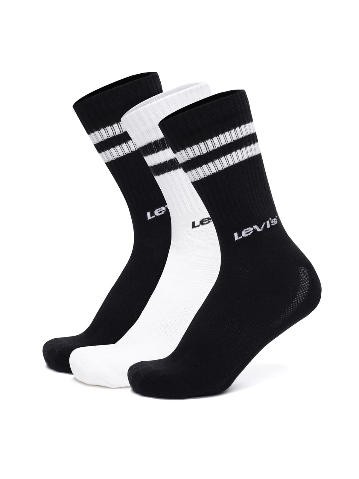 Levi's LS104 Men's Cotton Stretch Regular Half Terry Ribbed Socks with Cushioned Sole (Pack of 3)