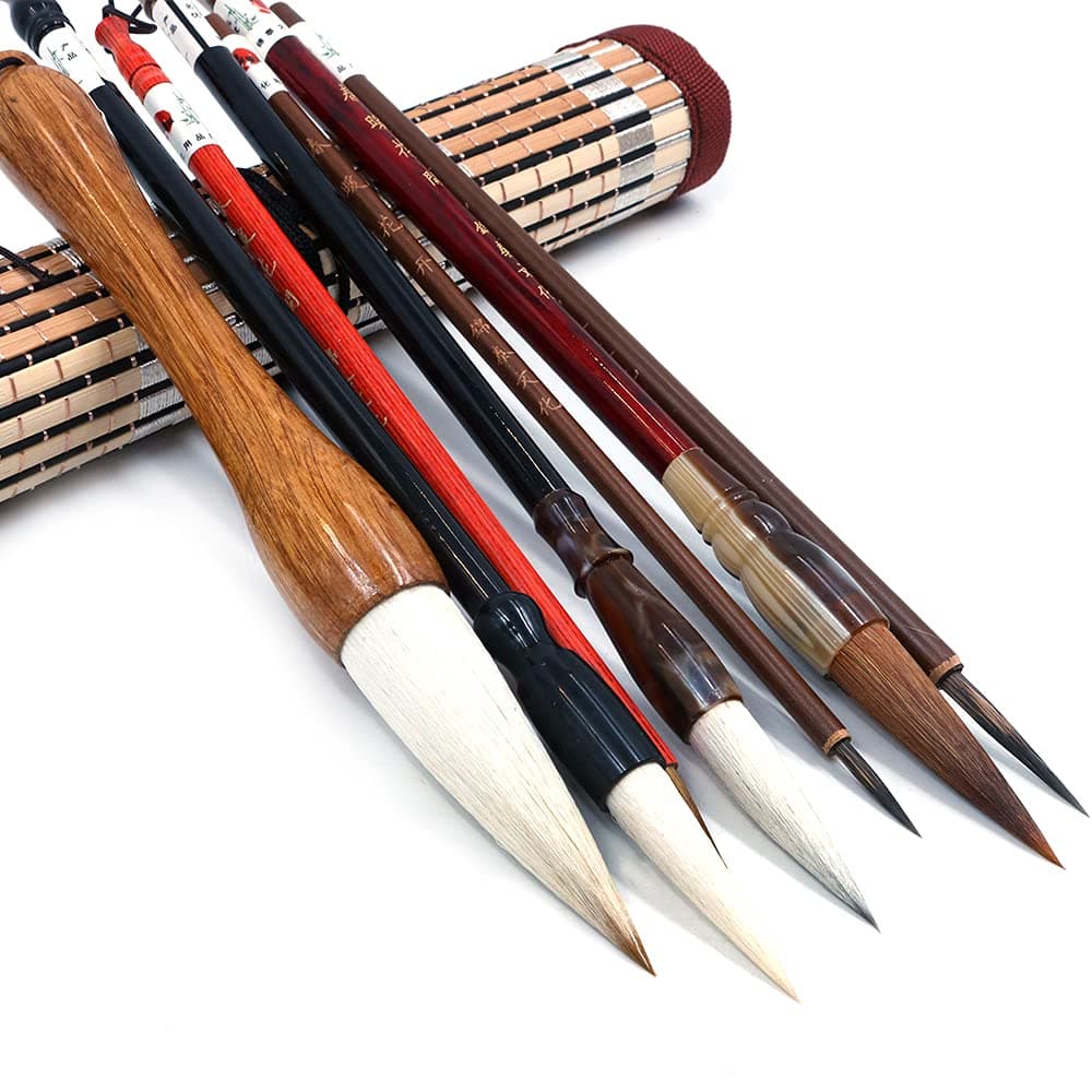 ANCLLO Excellent Chinese Calligraphy Brush Kanji Japanese Sumi Drawing Brush4 Sizes with Brush Bag