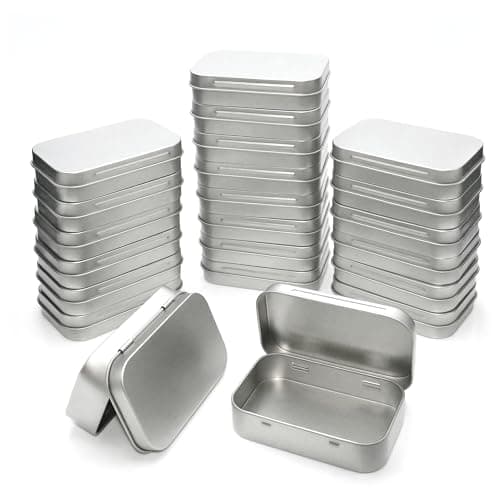 LJY Rectangular Metal Tin Box Set, 22 Pack Silver Small Hinged Lid Tins for DIY Craft Supplies, Small Parts and Item Organization, Compact Metal Storage Boxes 3.7" x 2.4" x 0.9"