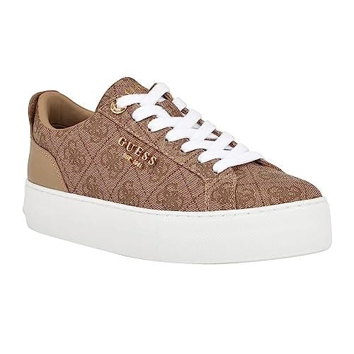 Guess Women's GENZA Sneaker, Latte Multi 110, 9.5