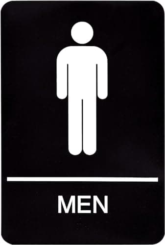 Headline Sign 9002 Men's Restroom ADA Sign with Grade 2 Braille and Tactile Graphics, 6" x 9", Black/White, Made in USA