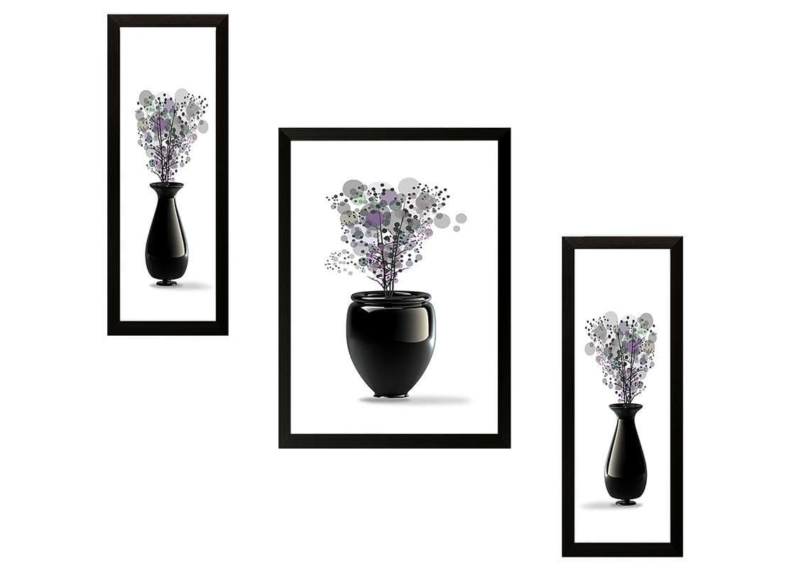 SAF paintings UV Textured Flower Print Framed Art Print Painting Set of 3 for Home Decoration – Size 35 x 2 x 50 cm SANFSA7494
