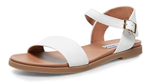 Steve Madden Womens DINA Flat Sandal White Leather 85