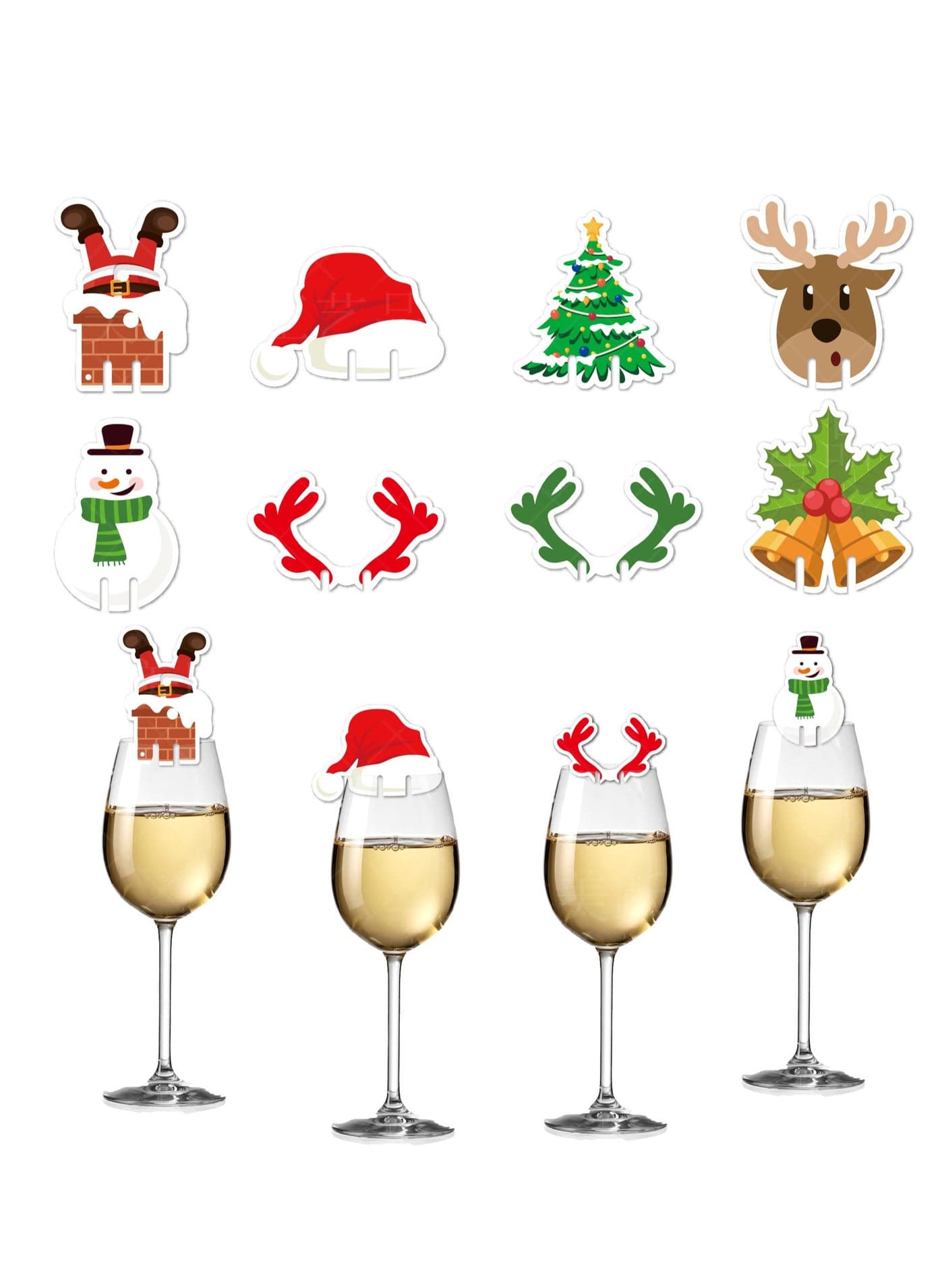 16-piece set of party wine glass decoration cards