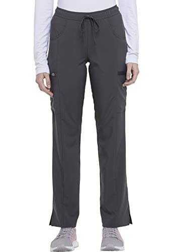 Dickies Women's Signature Mid Rise Drawstring Scrubs Cargo Pant, Pewter, X-Small Petite