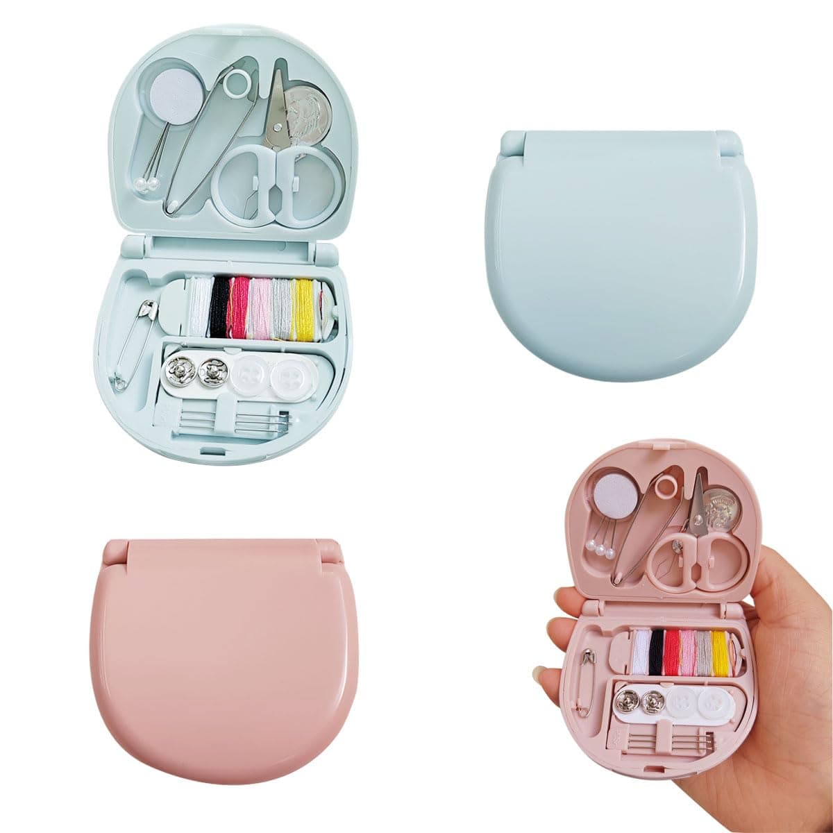 2 Pack Mini Travel Sewing Kit Portable Travel Sewing Box Kit Portable HeartShaped Box