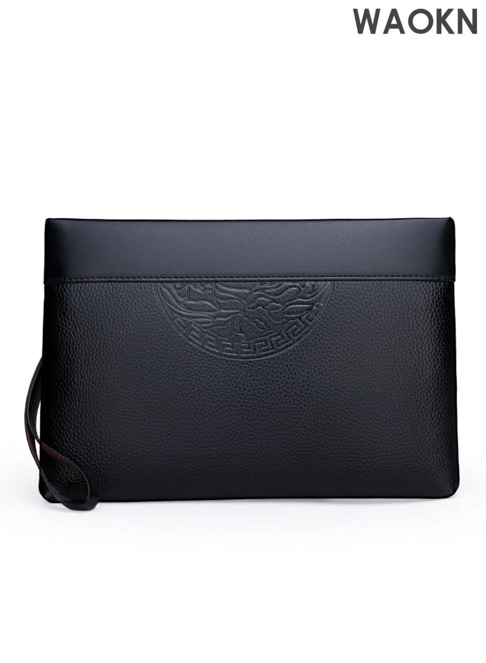 Men's Totem Embossed Printing Clutch Bag Super Slim Anti-Theft Minimalist Textured Large Leather Wallet Card Case Gift for Men Black Multi Compartment Zipper Soft and Lightweight Portable Clutch Bag,unisex,black.