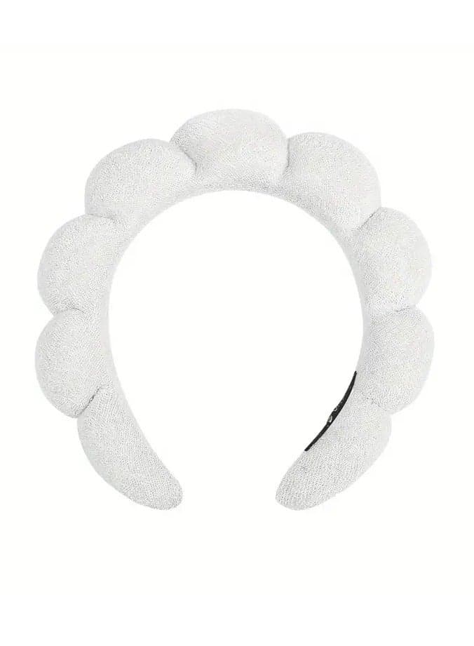 Spa Headband For Washing Face Sponge Make Up Skincare Headband Bubble Hairband - White