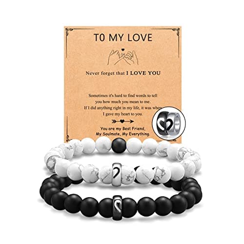 UNGENT THEM Couples Bracelets Matching Stuff Long Distance Relationship Promise His Hers Sweetest Valentines Christmas I Love You Gifts for Him Her Boyfriend Girlfriend Women Men BF