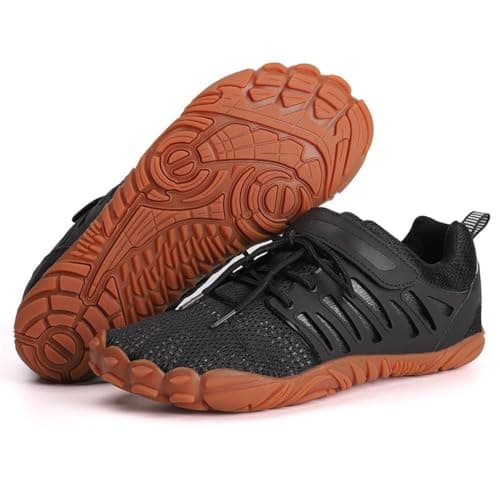 MIFAWA Barefoot Shoes Men Wide Toe Box Zero Drop Water Shoes Men for Gym Workout Minimalist Weightlifting CrossTrainer Running Hike Grounded Footwear Black Brown