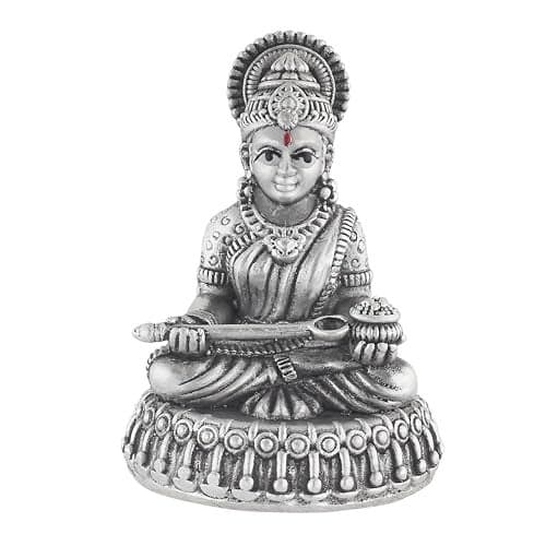 PRD CARATCAFE Silver 925 Maa Annapurna Idol, God Murti for Home Pooja. Hallmark Certified Solid Silver Statue of Goddess Annapoorna for Car, Home, Office & Gift. (30 Grams). Antique Finish.