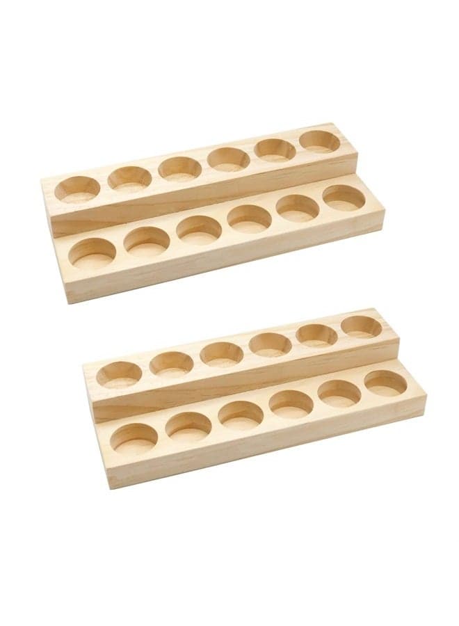 2 Pcs Wooden Essential Oil Display Stand 2 layer Tabletop Essential Oils Perfume Storage Racks Oil Bottles Holder Nail Polish Shelf for Organizing Displaying