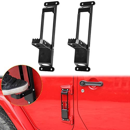 JeCar Door Hinge Step Foot Peg Metal Foldable Foot Pedal Exterior Accessories Compatible with Jeep Wrangler 2007-2018 JK JKU, 2018-2023 JL JLU & 2020-2023 Gladiator JT, Black
