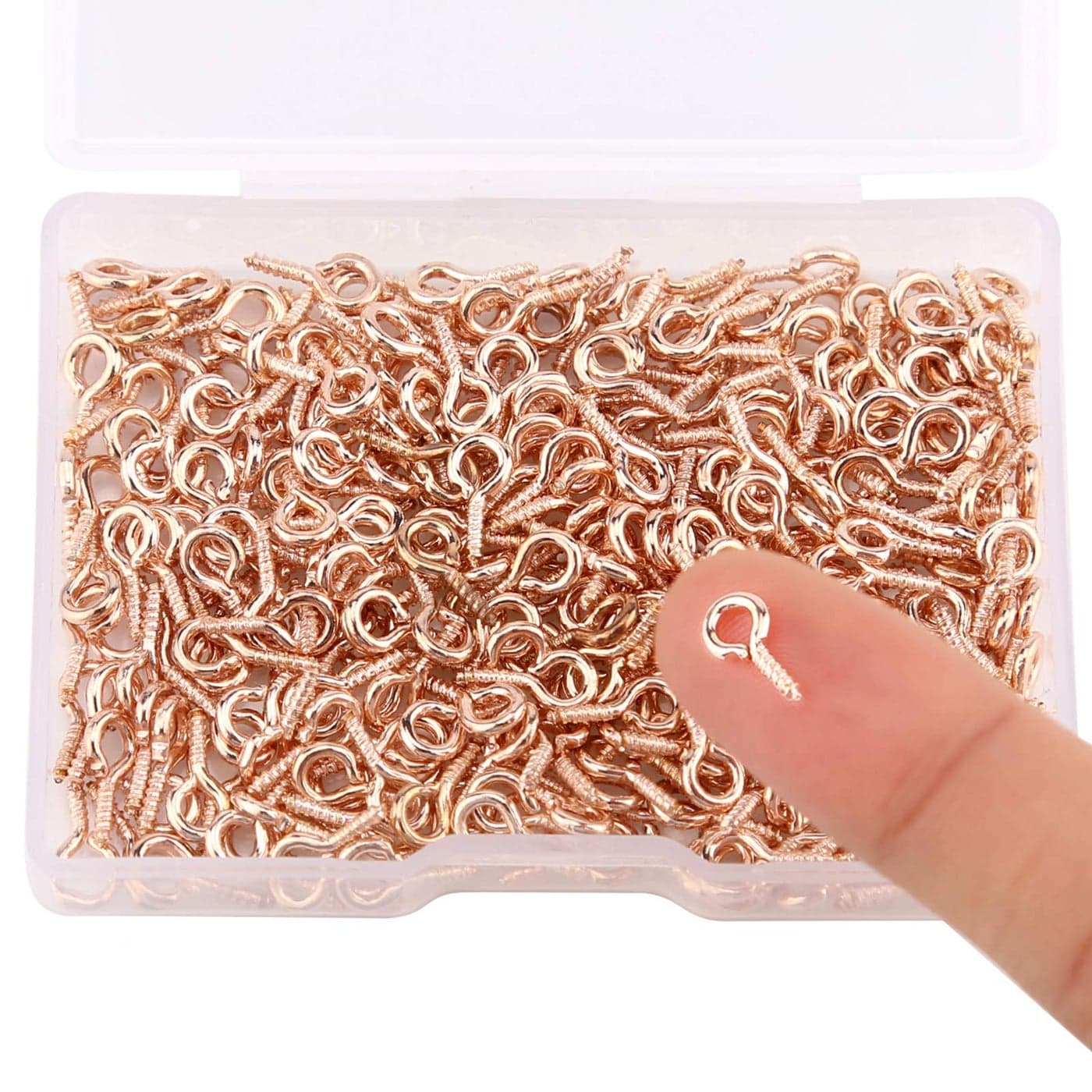 AIEX 300 pcs Screw Eye Pins Hooks Eyelets Screw Threaded for Jewelry Making Findings DIY Crafts Rose Gold