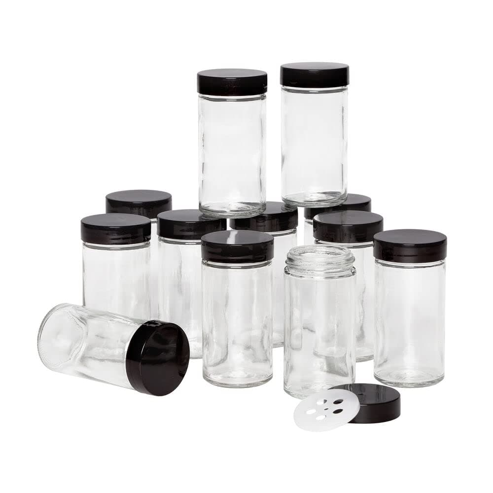 Kamenstein 5244227 Empty Jars With Black Cap Set Of 12 3Ounce