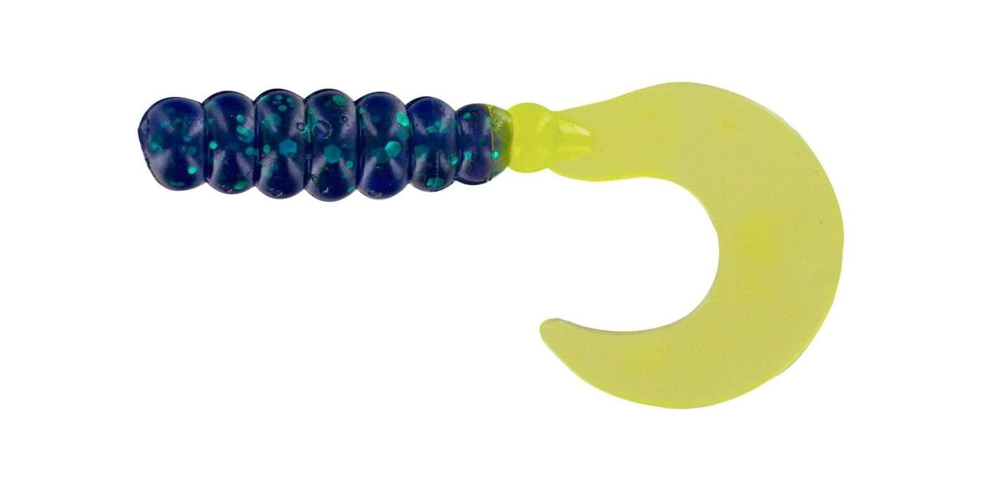 Big Bite Baits FG2-37 Fat Grub, Junebug with Chartreuse Tail Finish,2"
