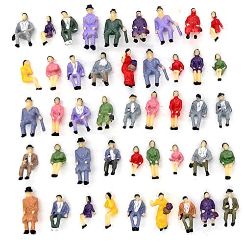 CWBPING 50pcs 187 Sitting Pose Model People HO Scale Hand Painted Model Train Park Street Passenger People Figures