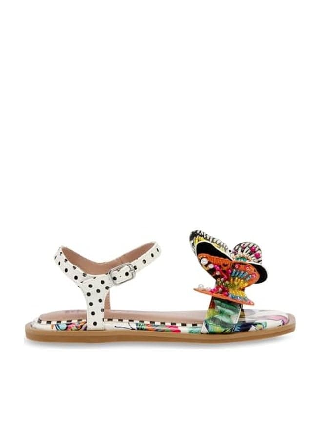 Betsey Johnson Kids Dacie Sandal, White Butterfly, 5