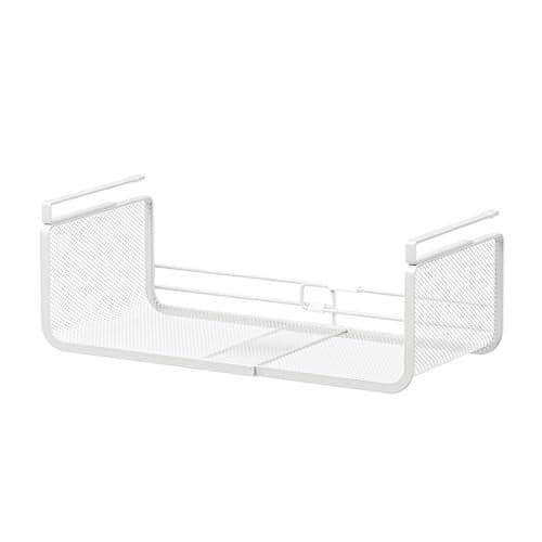 Janebert Expandable Under Shelf Basket Organizer Under Shelf Storage Hanging Baskets Under Cabinet for Pantry Kitchen Cupboard Desk Counter Bookshelf Space Saver Heavy Duty Slidein white 1 Pack