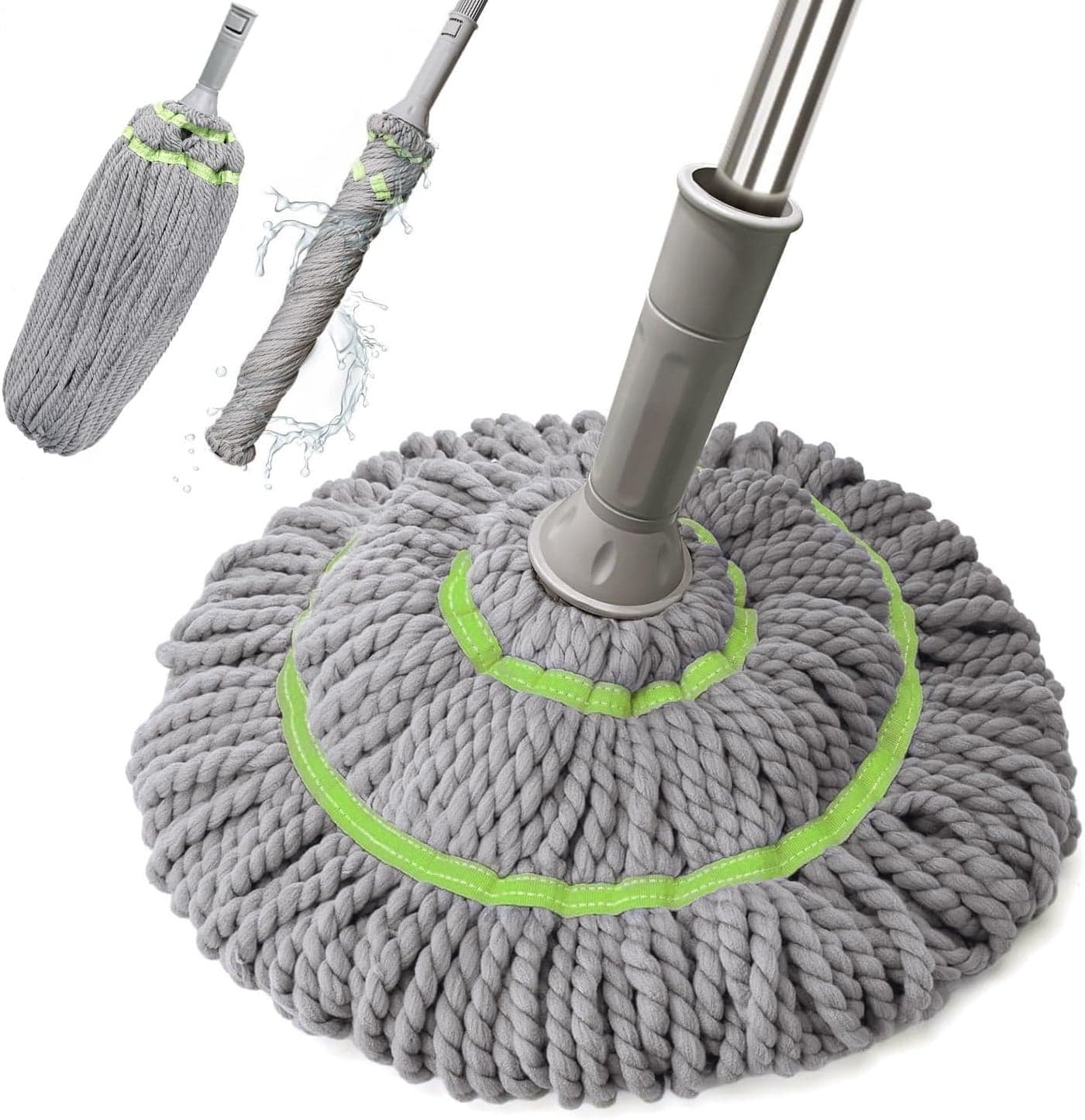 Kresal Telescopic Rod Self Twisting Mop Microfiber Twisting Mop Extendable Stainless Steel Handle Reusable Home Office Shop Factory Hospital Cleaning Mop