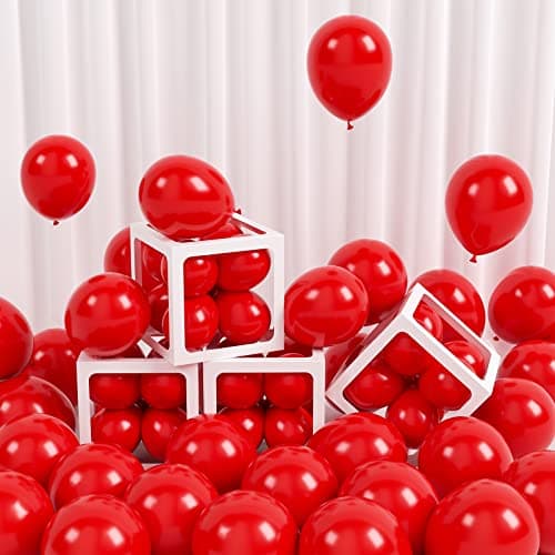 FOTIOMRG 120pcs 5 inch Red Balloons Small Latex Party Balloons Helium Quality for Birthday Graduation Baby Shower Valentines Christmas Wedding Party Decorations with Red Ribbon