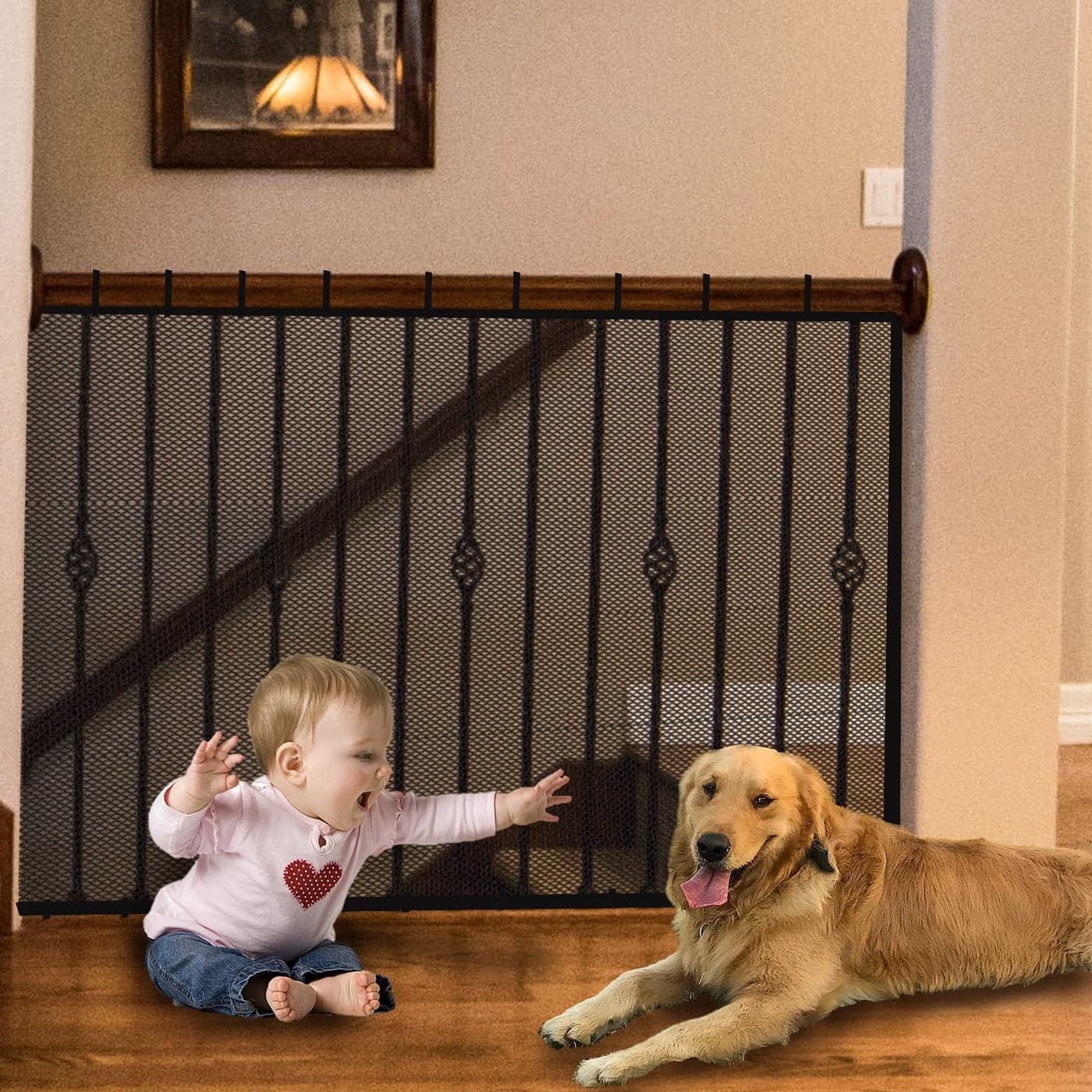 JIFTOK Baby Gate for Stairs Banister Guard for Kids Pets Toys 262ft L x 266 ft H Mesh Netting Safety Net for Balcony Rail Stair Stairway Net Baby Safety Products for Indoor Outdoor Black